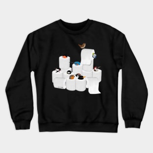 Birds in Toilet Paper Bird Painting Crewneck Sweatshirt